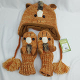 Funky Zoo Knit Horse Adult Hats & Gloves (Not a Set)