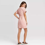 Universal Thread Short Sleeve Zip-Up Elastic Waist Dress XS Only
