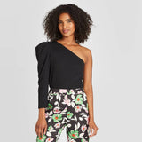 Who What Wear Puff Long Sleeve Off Shoulder Rib Knit Shirt - Small Only