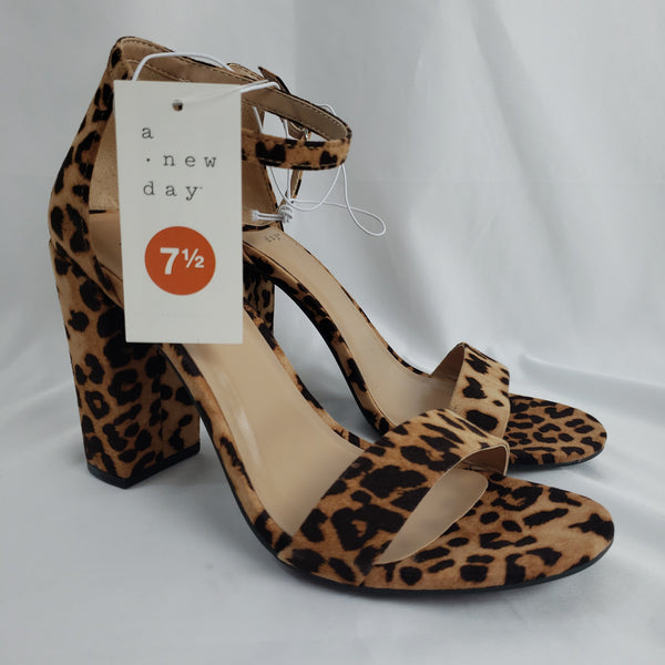 Leopard Suede Strappy Block Heels With Buckle | SilkFred US